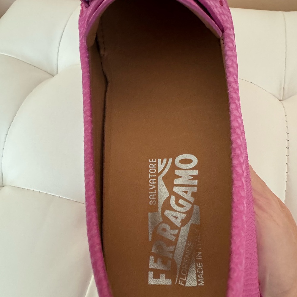 Salvatore Ferragamo Fuchsia Loafers with Silver Accents. Made in Italy. Leather. - Picture 8 of 8